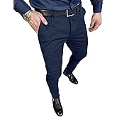 PLEPAN Men's Slim Fit Stretch Dress Pants Skinny Tapered Suit Trousers with Expandable Waist