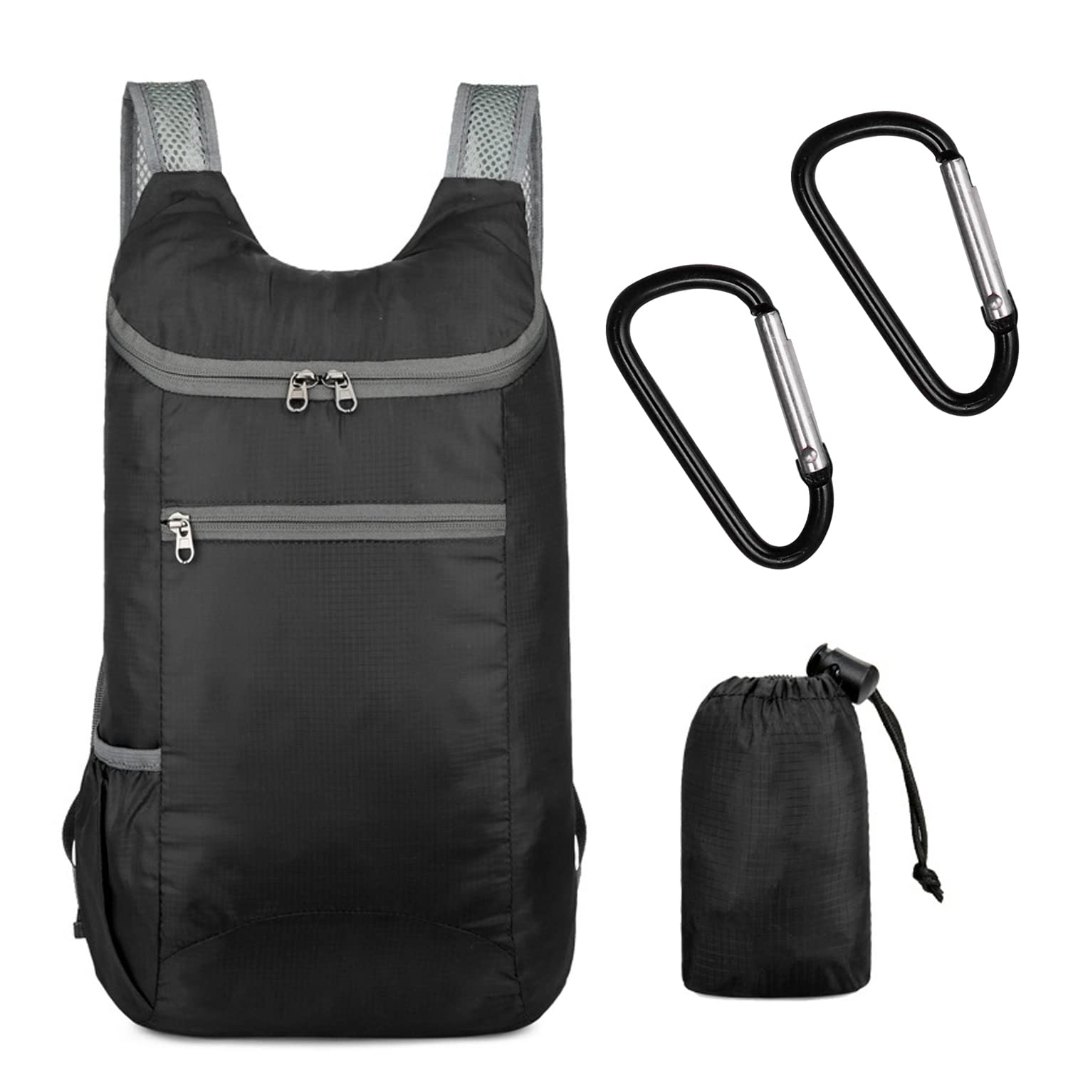 BEIIEB 1pcs Foldable Backpack Ultralight Waterproof, Folding Bag Travel Bag Backpack with 2pcs Carabiner for Outdoor Hiking Camping Travel Rock Climbing and Water Sports Men Women