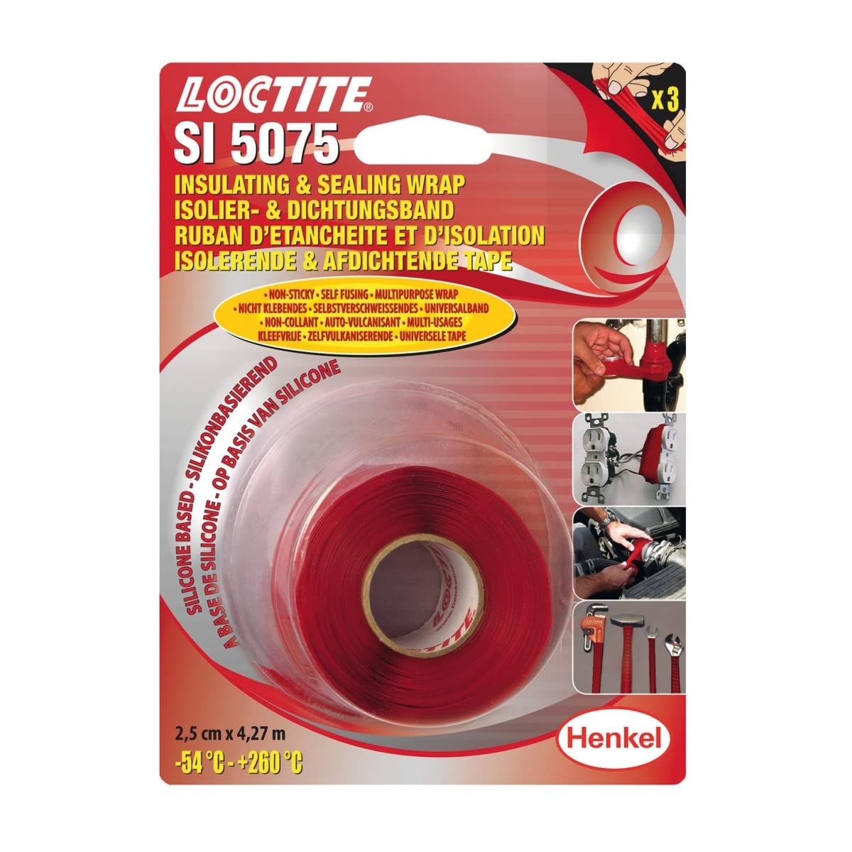 Loctite SG250.05 Silicone Self-Caking Tape, Red