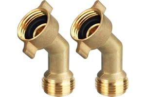 SAQXK 45 Degree Water Hose Elbow - 2pcs with Easy Grip Connector - RV & Garden Hose Adapter - City Water Inlet Connection