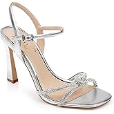 Jewel Badgley Mischka Madison Stiletto Sandals with Rhinestone Knot Detail
