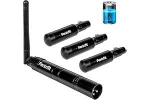 FENIXFIT Wireless DMX512 Transmitter Receiver Rechargeable DMX Wireless 1 Transmitter & 3 Receivers Built-in Battery Long Transmission Range Wireless DMX Light Controller for LED Stage Disco Lighting