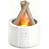 Longiang Campfire Flame Diffuser for Essential Oils, 250ml Ultrasonic Cool Mist Aromatherapy Humidifier with Remote Control, 7-Color LED Lights, Timer & Auto-Off for Home, Office & Bedroom (White)
