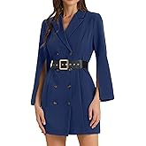 Allegra K Womens Work Dresses Slit Sleeve 2025 Fall Belted Double Breasted Business Blazer Dress