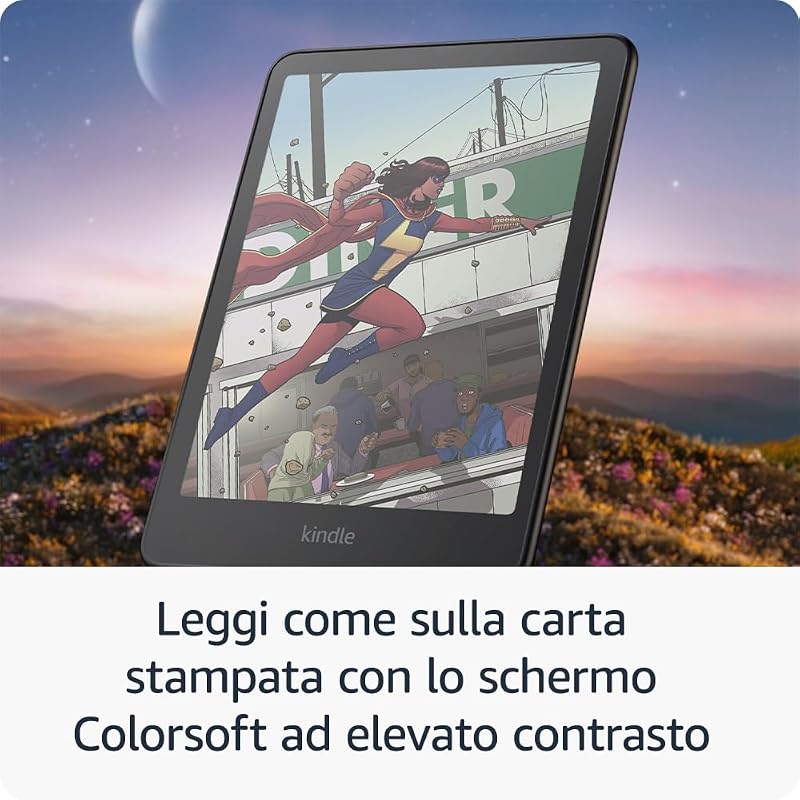 Kindle Colorsoft 16 GB (modello 2024), con schermo a colori che dà vita a copertine e contenuti, ora con evidenziazioni a colori, senza pubblicità (nero)