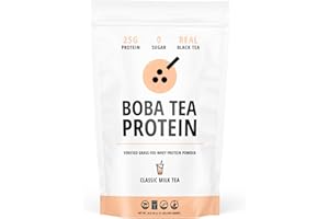 Boba Tea Protein Classic Milk Tea | 25g Grass-Fed Whey Protein Isolate Powder | Gluten-Free & Soy-Free Bubble Tea Protein Drink | Real Ingredients & Lactose-Free Protein Drink | 25 Servings