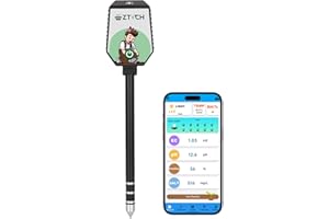 EZTOCH Bluetooth Soil pH EC Tester, Smart Plant pH Fertility Meter, 8 in 1 pH EC Fertility Temp Salt Moisture Light Intensity Air Humidity Monitor for Blueberry, Garden, Lawn, Raised Garden Beds
