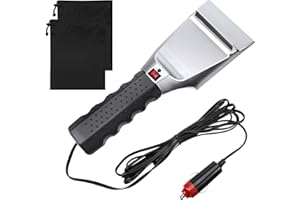 FRIENDA Heated Snow Ice Scraper 12V Electric Auto Windshield Ice Scrapers Electric Window Ice Scraper with 2 Pieces Rear View Mirror Covers Side Mirror Protective Covers for Most Cars Trucks SUV