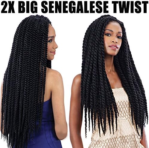 FeiBin Synthetic Hair Crochet Braids Hair Extension 24" 2X Big Senegalese Twist (Havana Mambo Twist Style) (6Pack, Blue)
