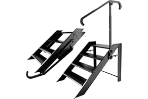 FRUYYZL 4 Step Foldable Step Stool,Step Ladder Folding,RV Steps with Height Adjustable Handrail and Non Slip Feets, Hot Tub Steps for Home, Travel Trailer, Camper, Mobile Home, Spa, and Porch