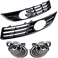 Astra Depot Front Bumper Fog Lamps Lights with 55W Bulbs + Grilles Kit For 2006-2009 VW Passat 3C B6