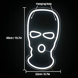 White Mask Neon Sign Face Kini LED Light Up Signs