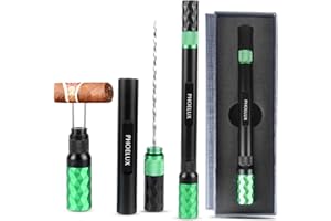 Phoelux Cigar Punch Multitool 4-in-1 Cigar Draw Enhancer Tool, Twin Needle, Retractable and Screw Out Cigar Double End Punch-2 Size Blades Cigar Hole Opener with Gift Box (Black Green)
