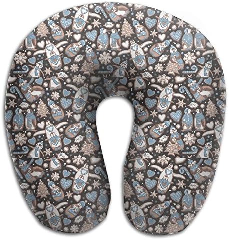 Gingerbread Penguins Biscuits Christmas Chocolate Animals Hearts Travel Pillow U Shaped Pillow Memory Foam Washable Cover For Travel,Home,Neck Pain,Airplane,Car,Bus Or Camping