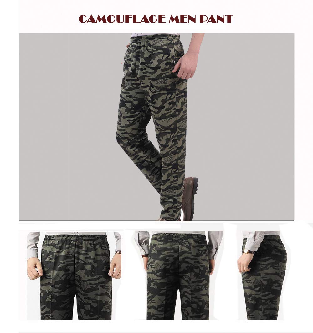 Men\'s Active Pants Camouflage Printed Casual Pants Elastic Straight Work Trousers Sweatpants for Training Camping Mountaineering