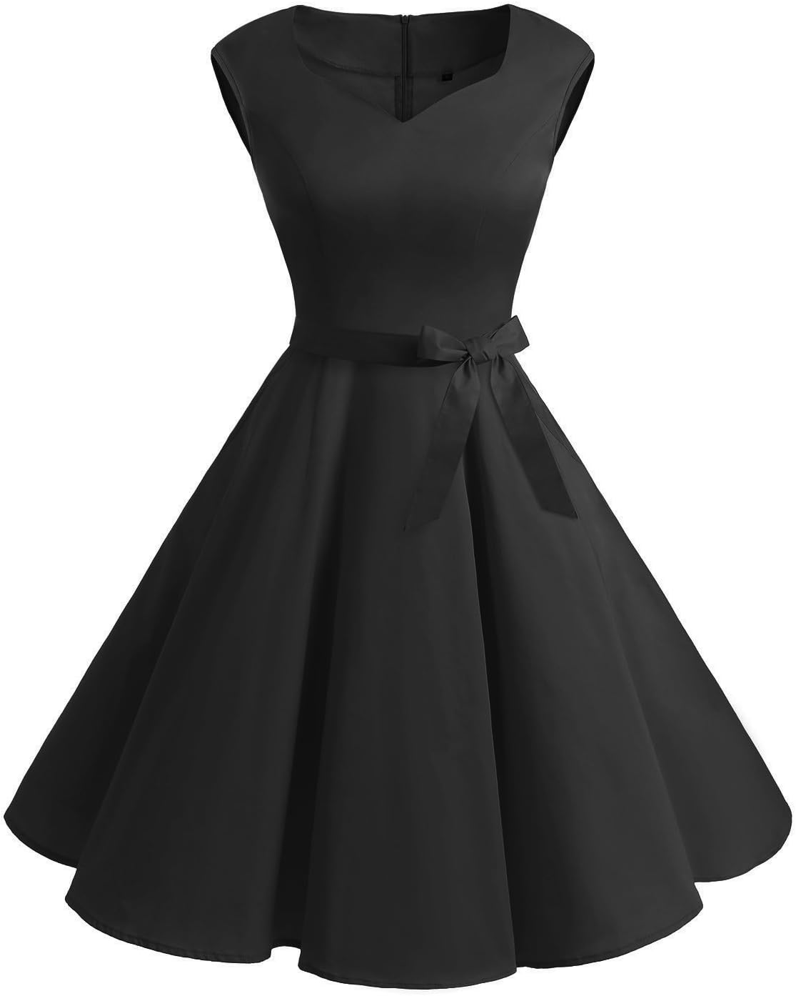 IVNIS Women's Vintage 1950s Semi Fixed Belt Rockabilly Swing Dresses Pockets