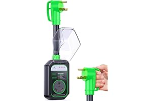 GEARGO RV Surge Protector 30 Amp, 9500 Joules RV Circuit Analyzer Surge Guard, IP68 Surge Voltage Protection, RV Adapter Plug for Camper (Green)