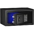 SamYerSafe Safe Box with Sensor Light, Security Safe Steel Construction Hidden Money Safe with Lock,Wall or Cabinet Anchoring Design for Home, 0.55 Cubic Feet Black