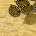 Pandahall 10sets DIY Pendant Making Tibetan Style Pendant Cabochon Settings and 18x25x5.4mm Oval Transparent Clear Glass Cabochons