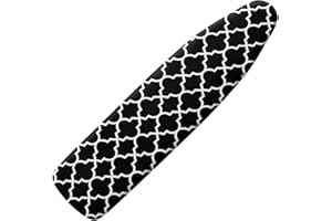 Eheartsgir Black & White Moroccan Lattice Durable Iron Board Cover Non Stick Scorch Easy-Fit Ironing Board Cover Standard Size with Elastic Edge and Hook & Loop Fastener Strap