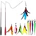 MeoHui Cat Toys for Indoor Cats, Interactive Cat Toy 2PCS Retractable Wand Toy and 9PCS Cat Feather Toys Refills, Funny Kitte