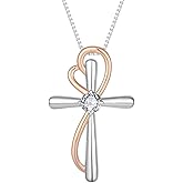Vinoya Cross Necklace for Women 925 Sterling Silver Cross Necklace Heart Cross Pendant Necklace Cubic Zirconia Jewelry