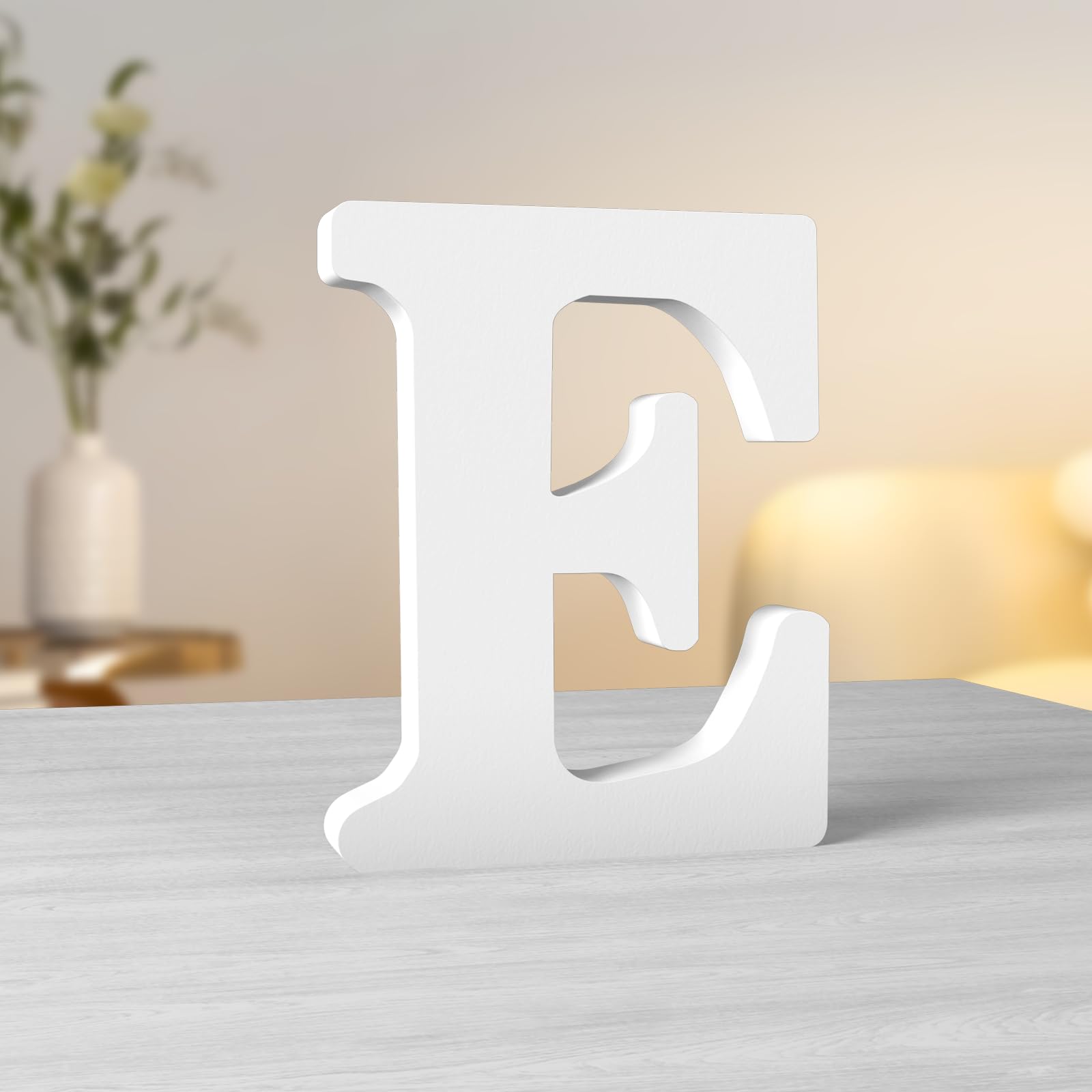 Aruatu 6 Inch White Wood Letter Slices for Wall Decor and Home Decorative Sign Board