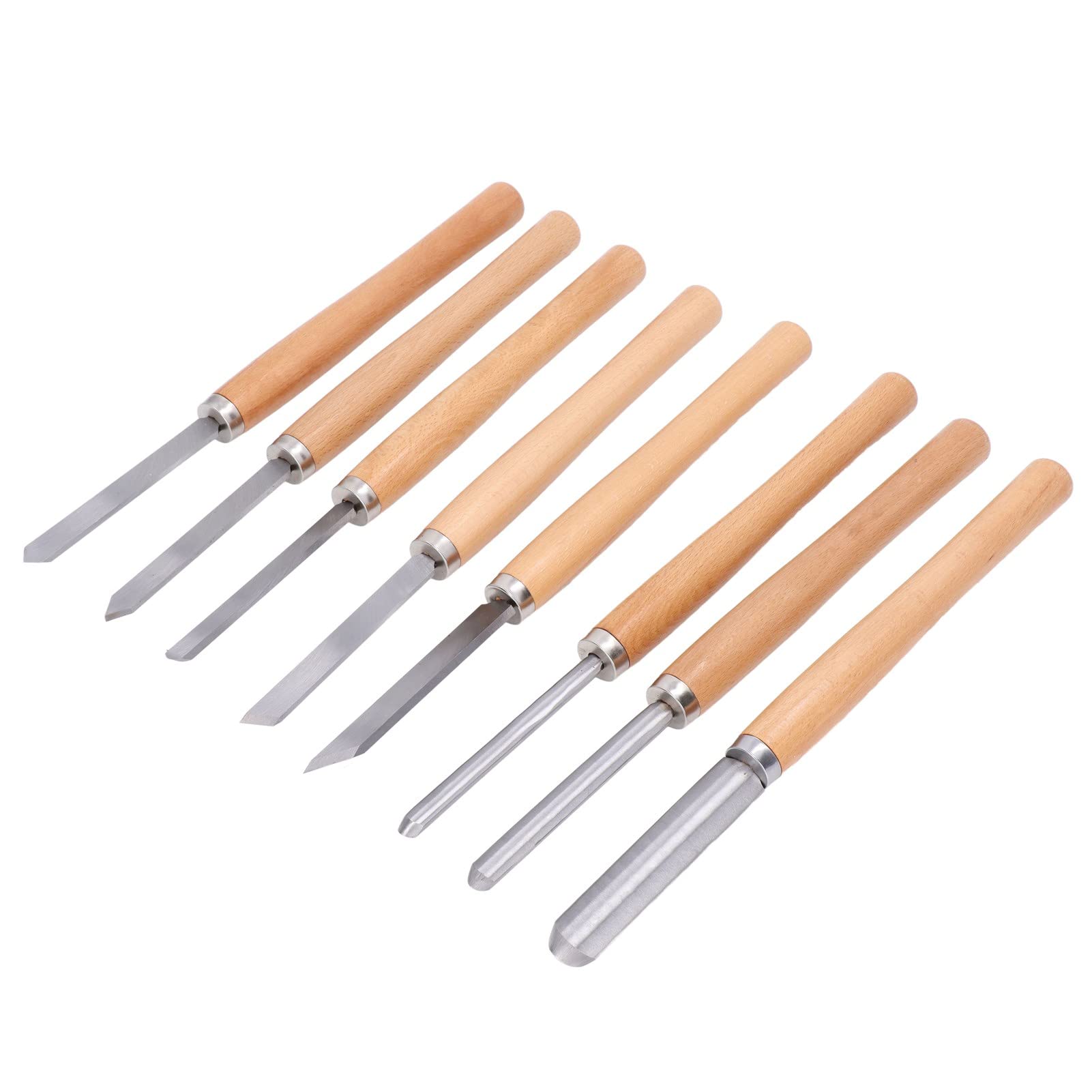 Jeanoko 8pcs HSS Turning Chisel Set , Wood Turning Chisel Set with Wooden Presentation Box , 65 Manganese Steel and Beech Long Service Life , for Hard and Soft Woods , Walnut