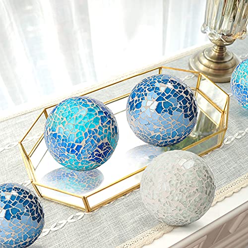 DomeStar Decorative Ball Set, 6PCS 2.4 Inches Mosaic Glass Orbs Centerpiece Balls Glass Balls