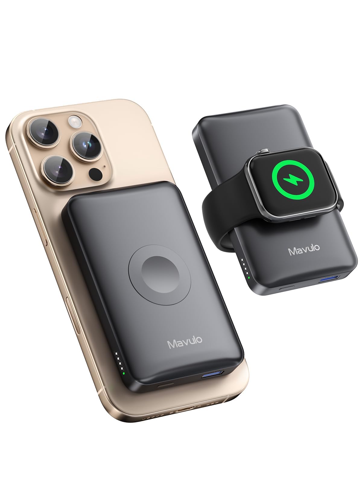 Photo 1 of Mavulo 2 in 1 Wireless Portable Charger for Apple Watch and iPhone, 12000mAh Magnetic Power Bank 20W USB C Fast Charging Battery Pack for iPhone 16 15 14 13 12 Series Travel iWatch Charger