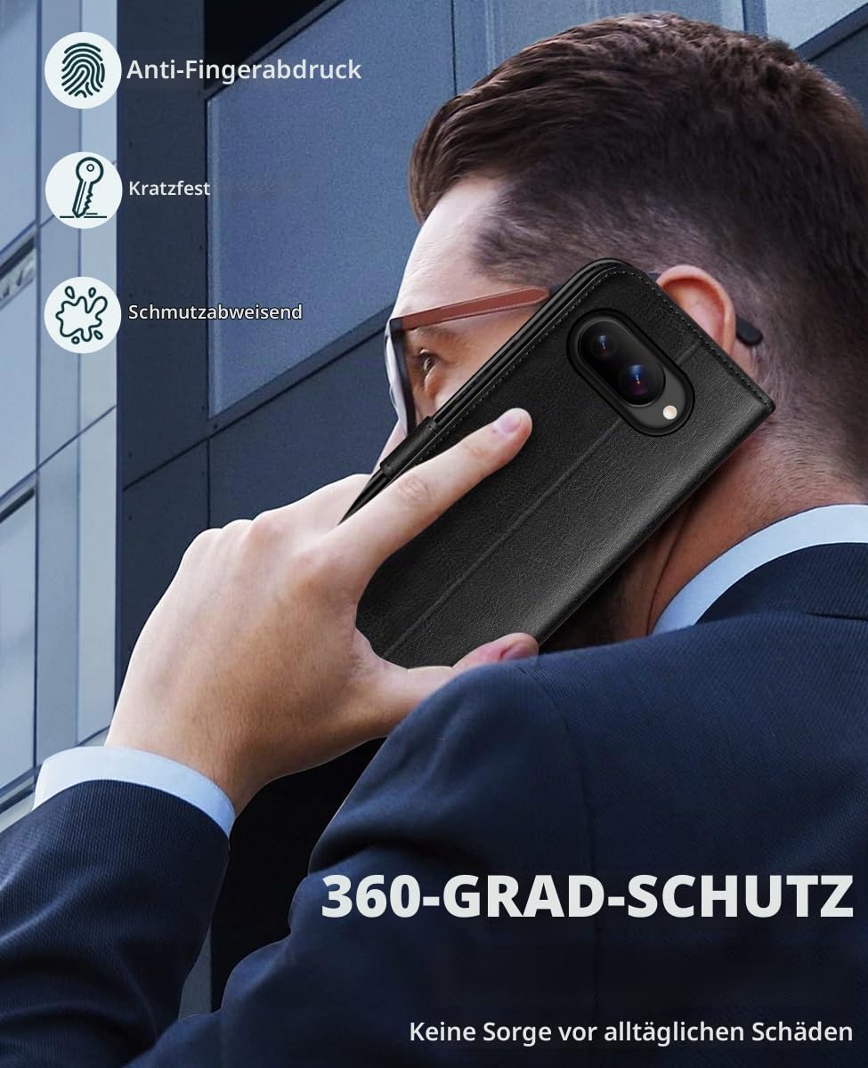OCASE Hüllel für Google Pixel 10A Premium PU Leder Schwarz 4