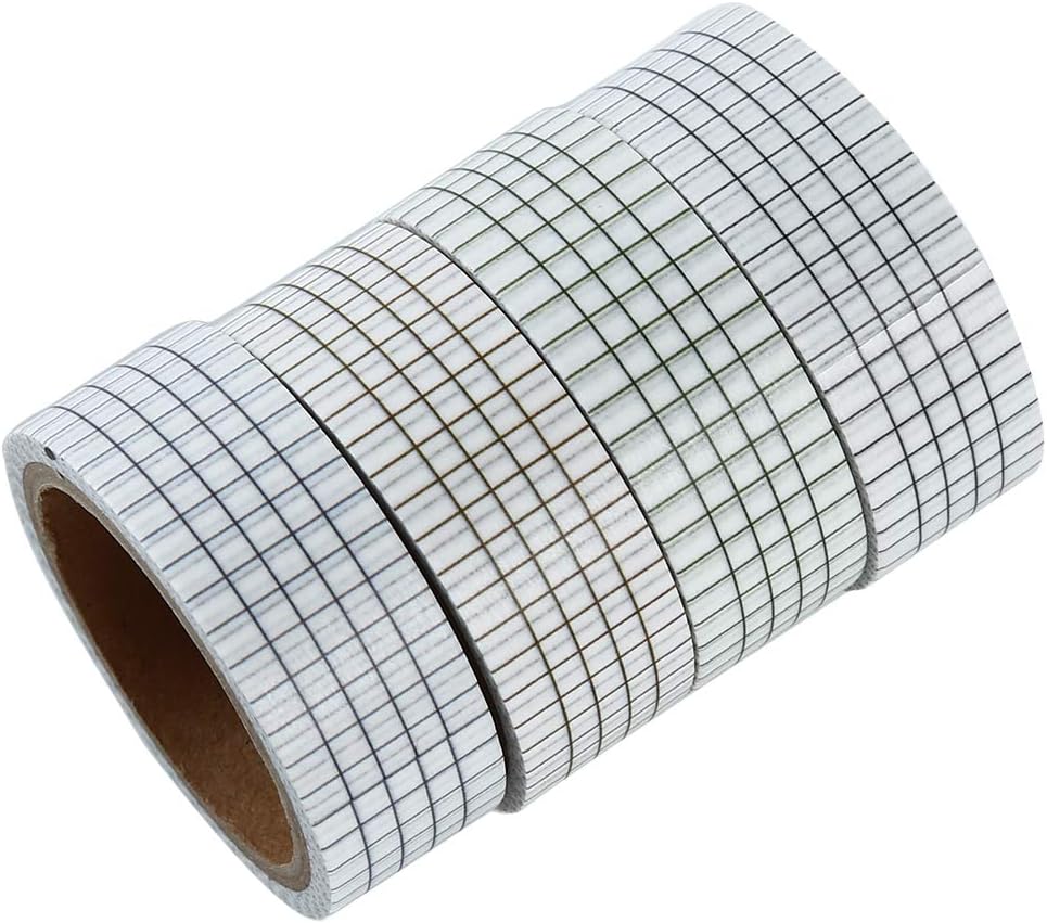 Dolland 4PCS/Set Striped Dots Washi Tape Set Decorative Tape Paper Label Masking Sticker Tape,Small Grid
