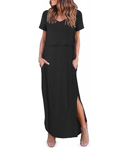 Smallshow Women's Maternity Nursing Dresses Split Long Dress for Breastfeeding Small Army Green at Amazon Women's Clothing store