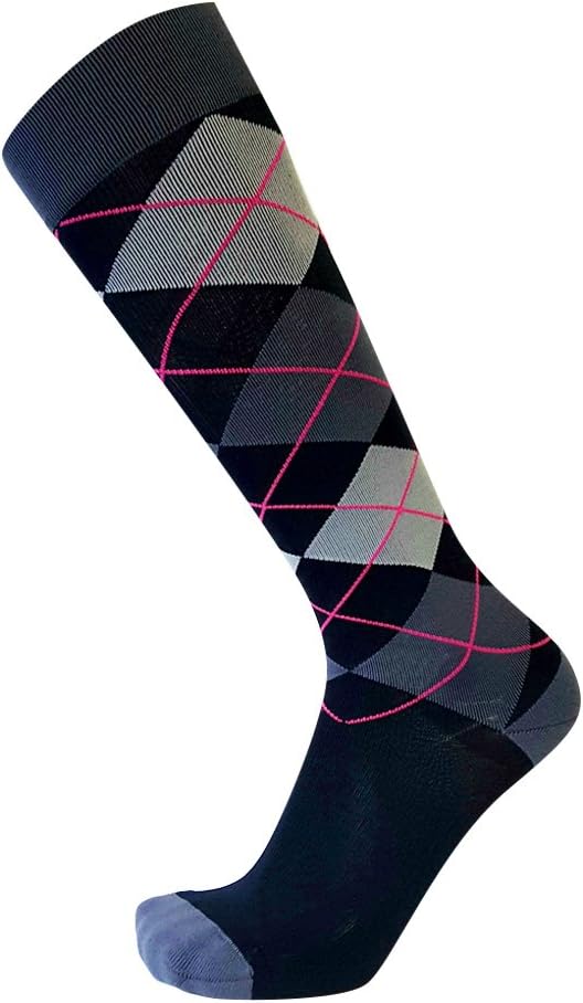 VenaCouture Mens 15-20 mmHg Compression Socks, Bold Argyle Pattern
