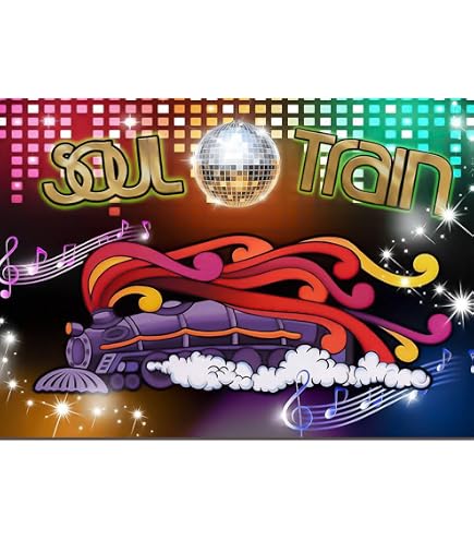 70’s Soul Train Theme Photography Backdrop – 7x5ft Disco Dance Party Vinyl Banner For Studio, Prom, Neon Glow Photo Background