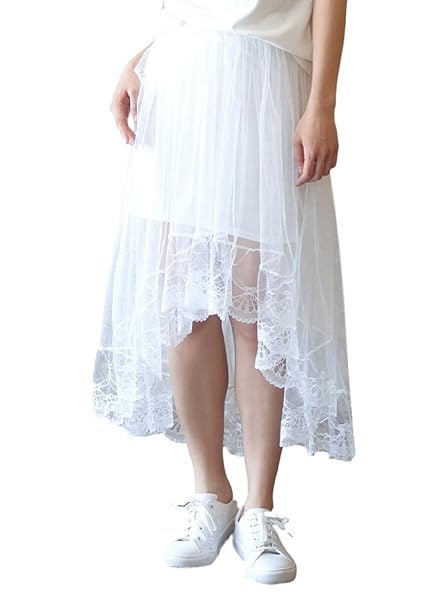 Amazon Mitchie Mary チュール レース スカート シースルー