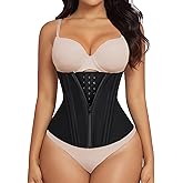 SHAPERX Waist Trainer for Women Corset Shapewear Tummy Control Sport Workout Waist Cincher Body Shaper Zipper and Hooks