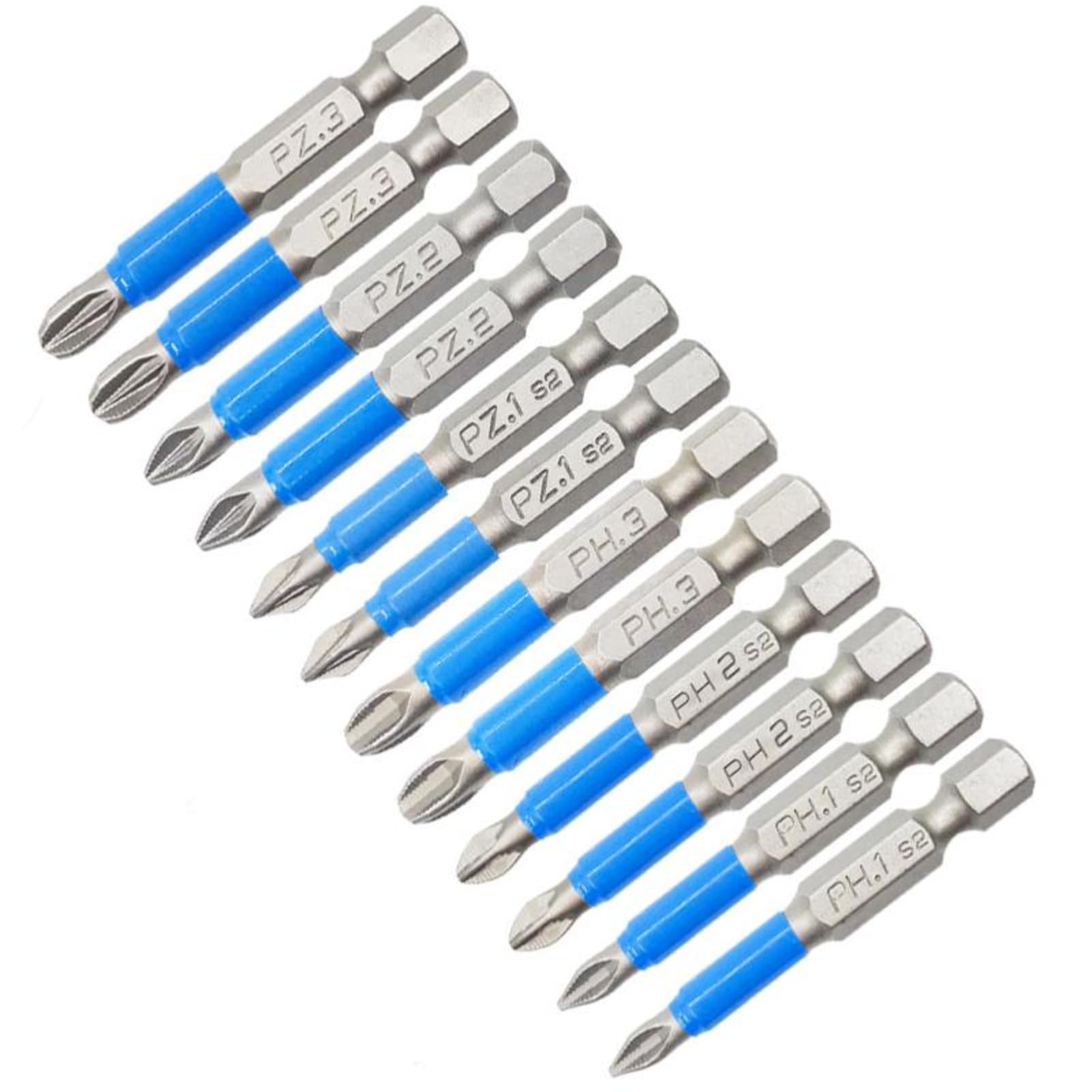 VOBOR Magnetic Impact Screwdriver Driver Bits Set, 2Pcs Screwdriver Bit Sets Electric Screw Driver Bit, Screwdriver Bit Sets Screw Bits(PZ1 PZ2 PZ3 PH1 PH2 PH3)
