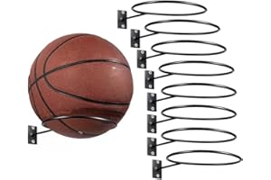 Wall Mounted Ball Storage Rack, 8 Pcs Sports Holders Mount Display Metal Holder Mount,Universal Rack for Basketball, Football