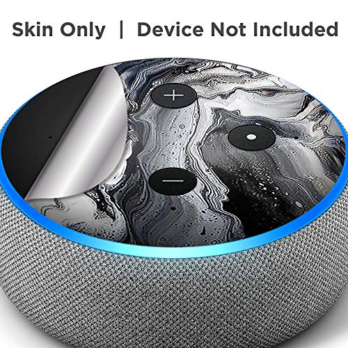 Black and White Swirl Marble - Vinyl Decal Skin Compatible with Amazon Echo Dot 3rd Generation Alexa - Decorations for Your Smart Home Speakers, Great Gift for mom, dad, Birthday, Kids