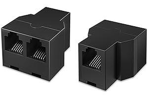 Uvital RJ12 6P6C 1 Female to 2 Female Telephone Line Splitters, Telephone Landline Cable Connector and Separator(Black,2 Pack)