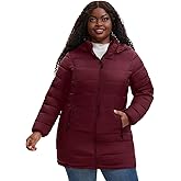 HHE Plus Size Women Packable Puffer Jacket 1X-6X Water-Resistant Lightweight Puffer Coat Detachable Hood