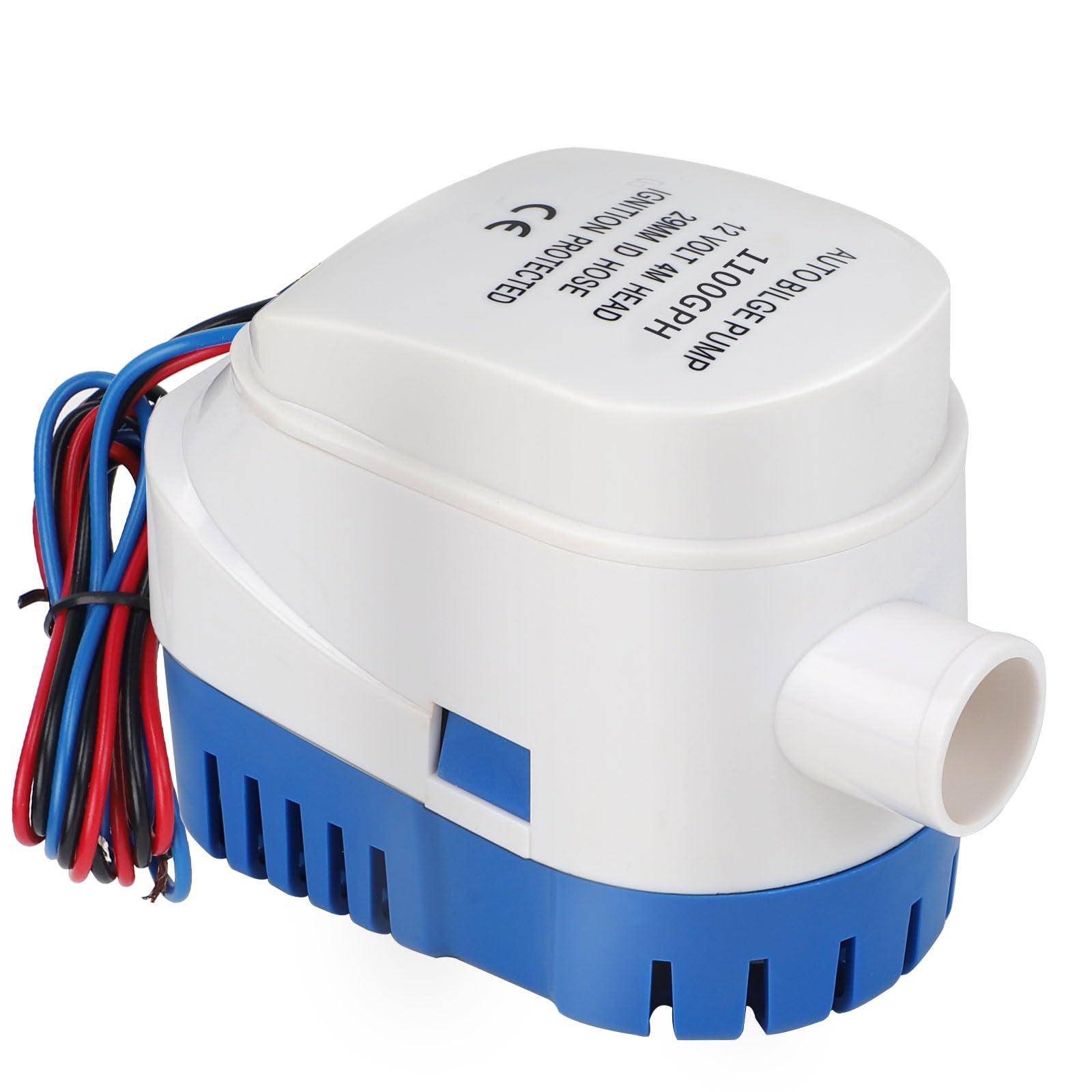 DBREAKS Automatic Bilge Pump, 12 V Boat Bilge Pump with Float, 1100GPH/ 70LPM Submersible Electric Water Pump, Silent Water Pump for Boats, Ponds, Pools (Blue)