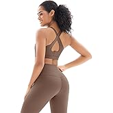 Workout Sets for Women High Waisted Leggings with Cross Back Sports Bra 2 Piece Gym Outfits Yoga Gym Clothes