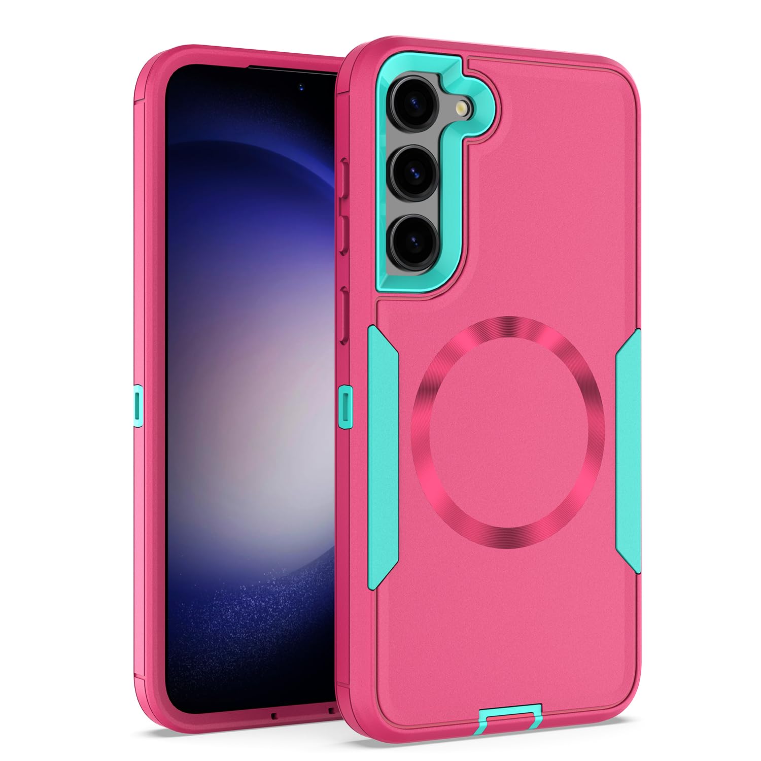 Photo 1 of showdd Designed for Samsung Galaxy S24 Case,Magnetic,Double Drop Protection Heavy Duty,Compatible with MagSafe,Dustproof,No Fading, No Yellowing,for Men Women,Rose Blue