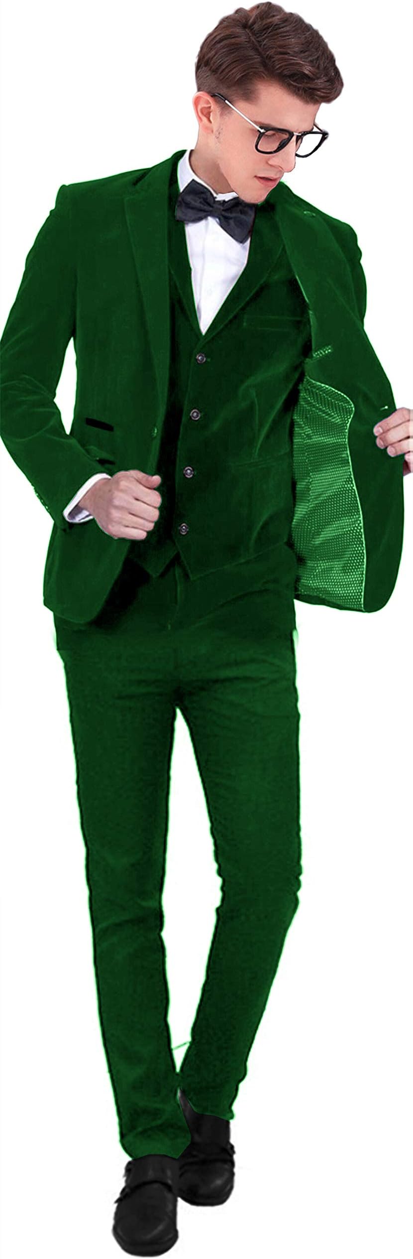 Setwell Velvet Slim Fit Men Suit Groomsmen Tuxedos Wedding Prom Velour Mens Suits 3 Pieces