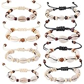 AHANDMAKER 8Pcs Shell Ankle Bracelets, 8 Styles Adjustable Natural Seashells Ankle Jewelry Hawaiian Beach Seashell Bracelet Boho Shell Foot Chain for Women