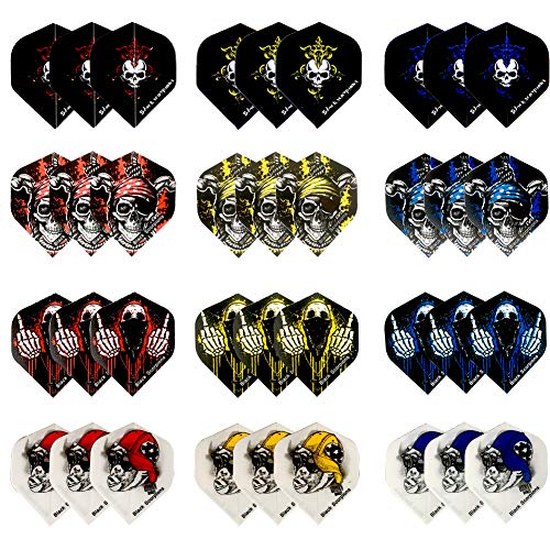 Gallop Chic Darts Flight, 48 Pcs Skull Flights, Standard and Durable PET Dart Feather, Perfect Accessories Equipment Supplies for Soft/Steel Tip Dart Games