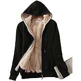 Yeokou Women's Casual Full Zip Up Sherpa Lined Hoodie Sweatshirt Jacket Coat