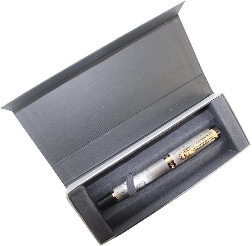 Gullor Fountain Pen JINHAO 'Loong Offspring' Ancient silver Chinese Dragon Embossed - Image 4